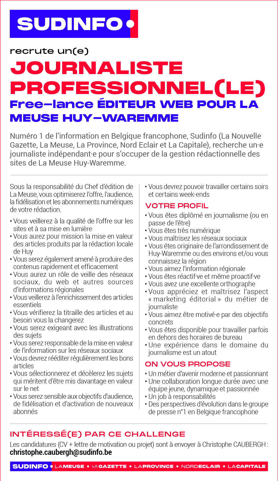 JOB journaliste La Meuse